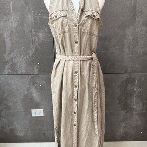 Sundance Beige Button-Down Midi Dress